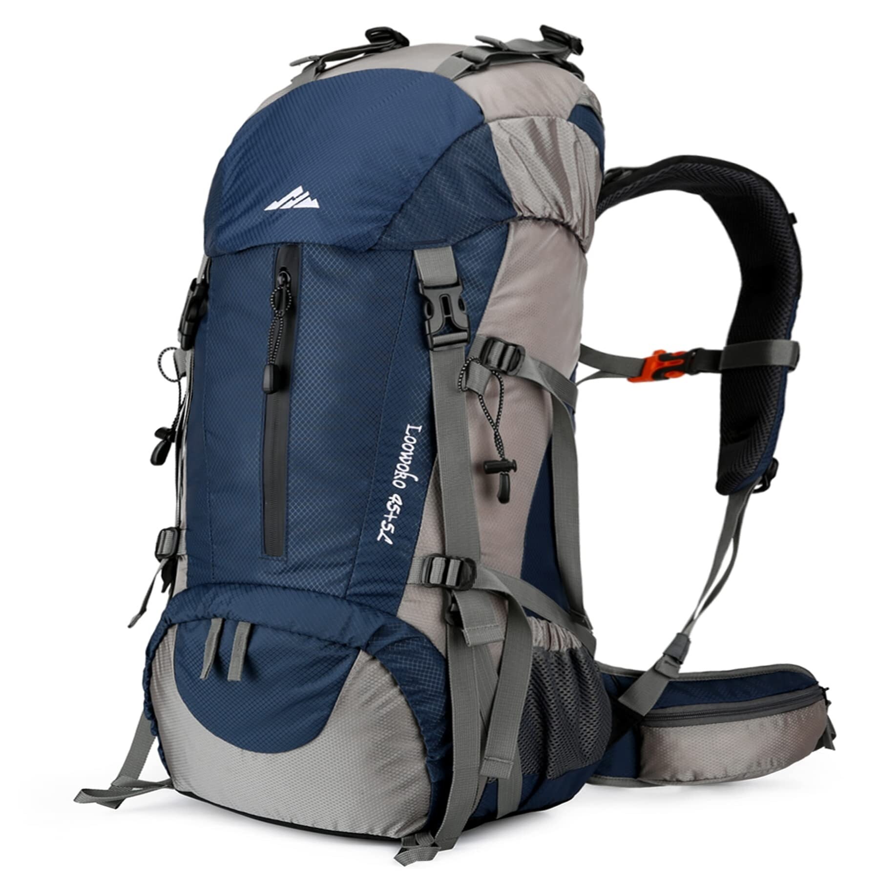 ★KIRSH★ Pocket Color Combination Hiking Backpack Light Gre 50L Hiking Backpack, Waterproof Camping Essentials Bag with